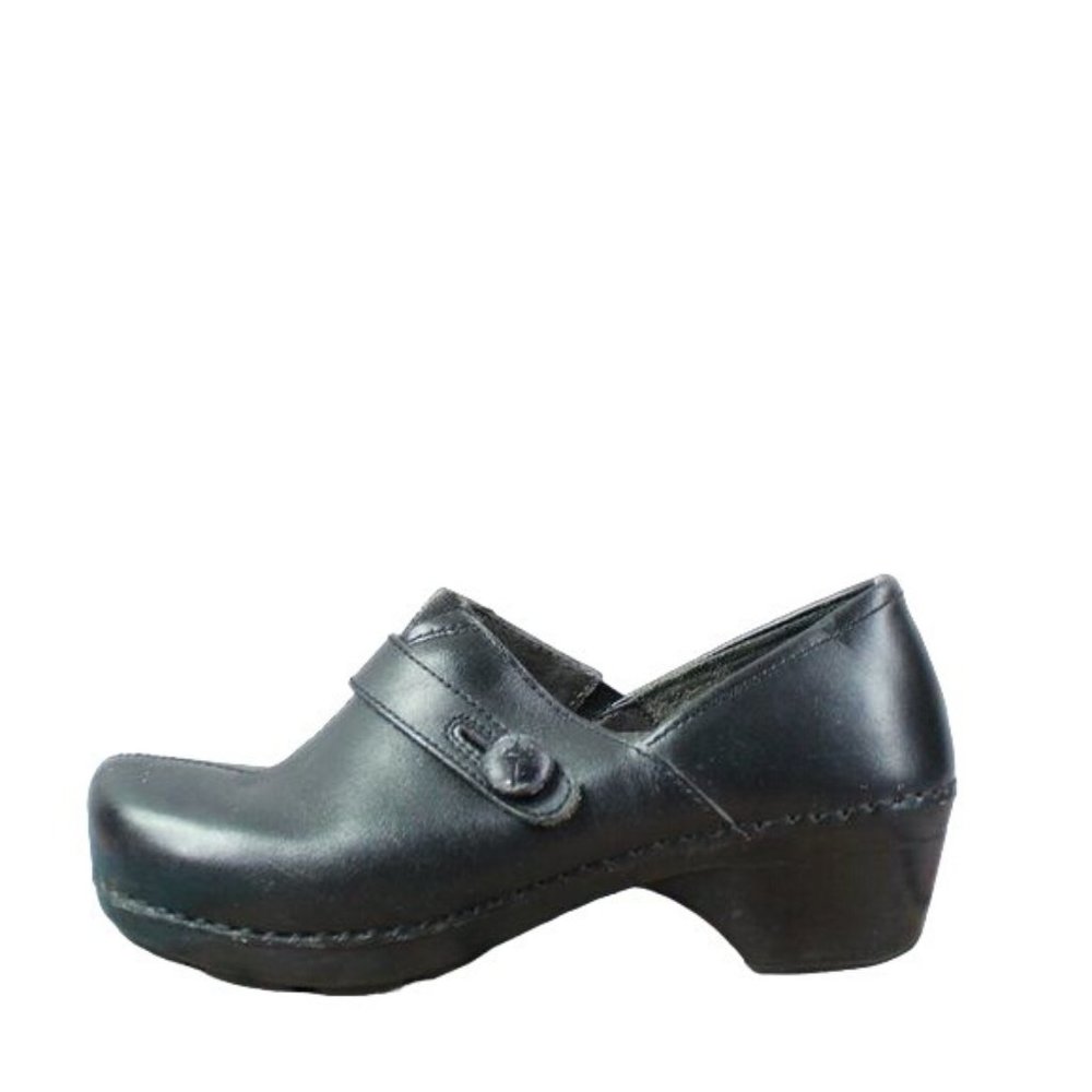 Dansko Black Leather Mary Jane Clog